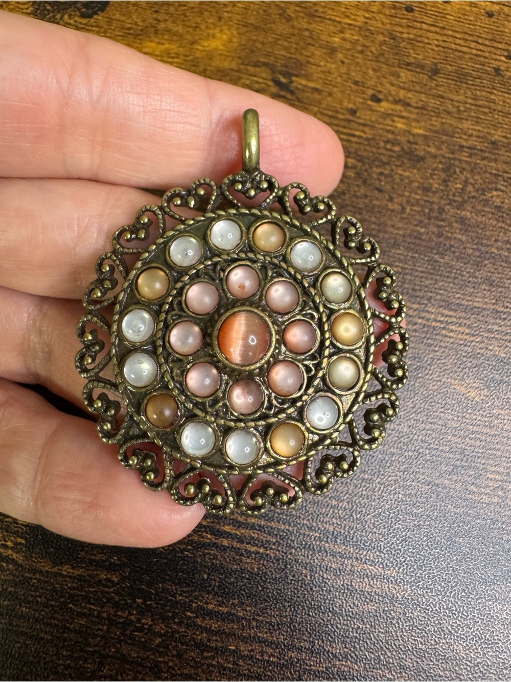 Vintage-Inspired Multicolour Filigree Pendant